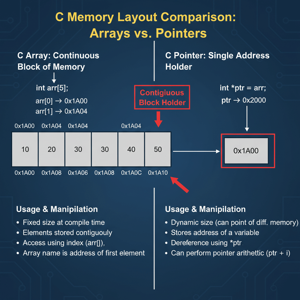 Dizi ve pointer bellek yerleşimi karşılaştırması