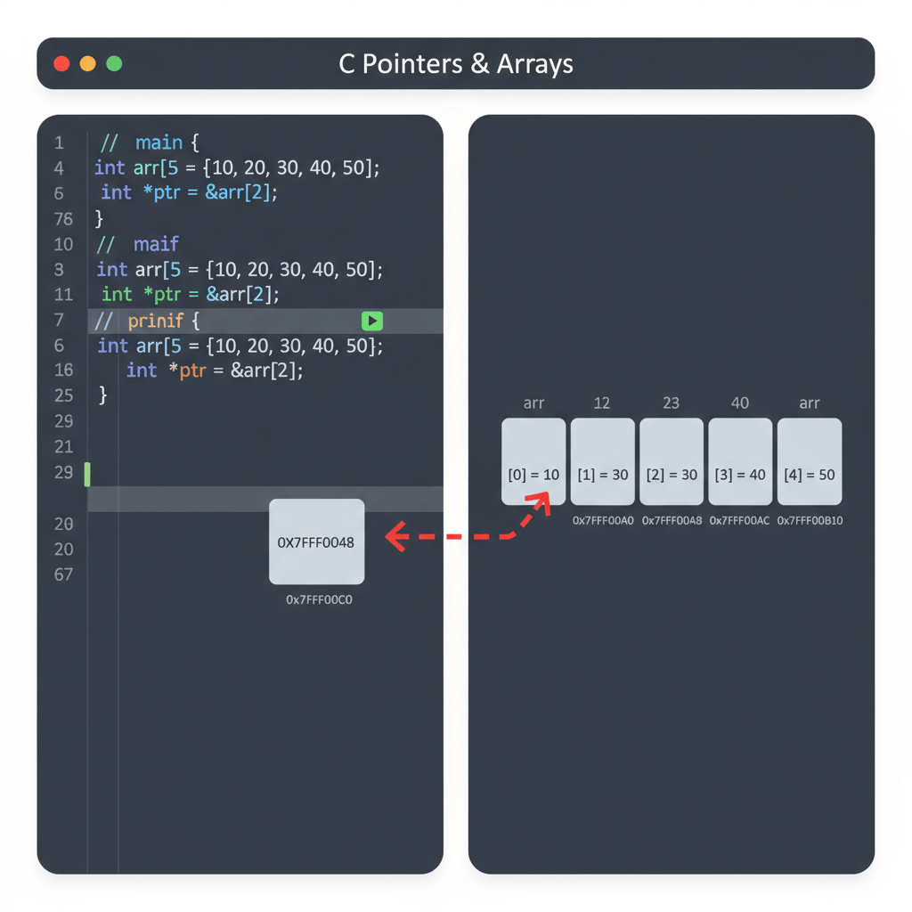 Pointer ve dizi bellek blokları ve adres gösterimi
